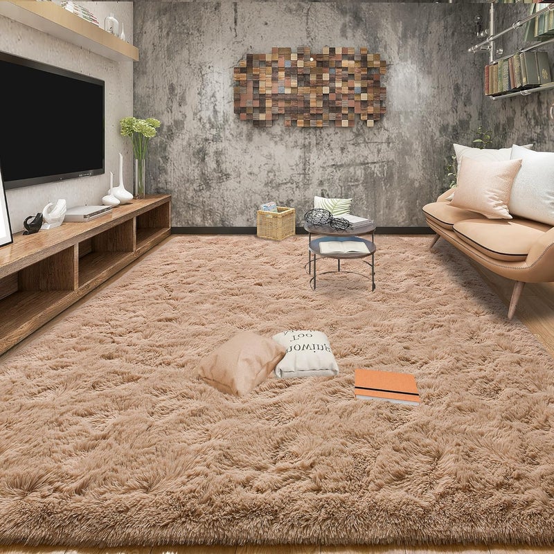 Tepook Area Rugs 9x12 for Living Room, Super Soft Fluffy Rugs for Bedroom, Modern Shaggy Rug Fuzzy Carpets for Kids, Plush Indoor Nursery Home Decor Rug with Non-Slip Bottom, Beige - Image 1